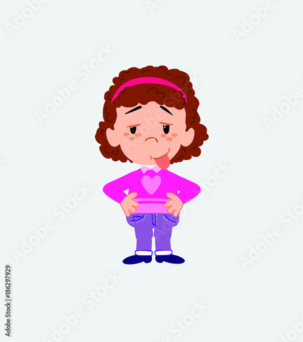 White girl with sweater in waiting attitude with funny expression.