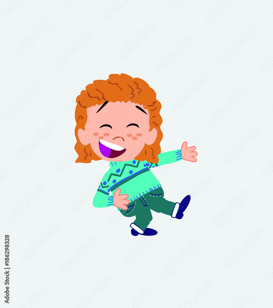White girl with sweater laughing while teaching something to his left. White girl with sweater laughing while teaching something to his left.