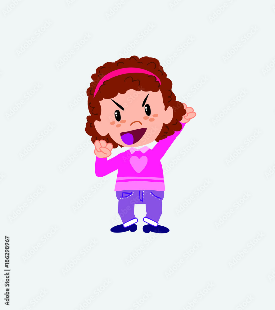 White girl with sweater cheering enthusiastically. White girl with sweater cheering enthusiastically.