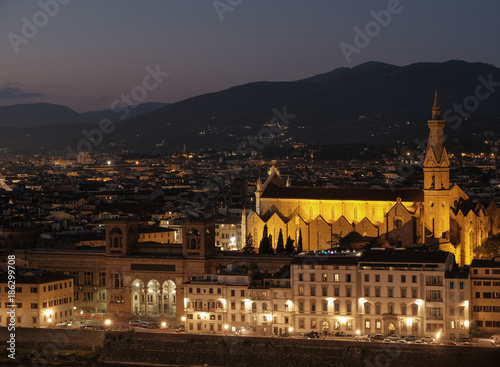 Basilica of Santa Croce at night, Florence