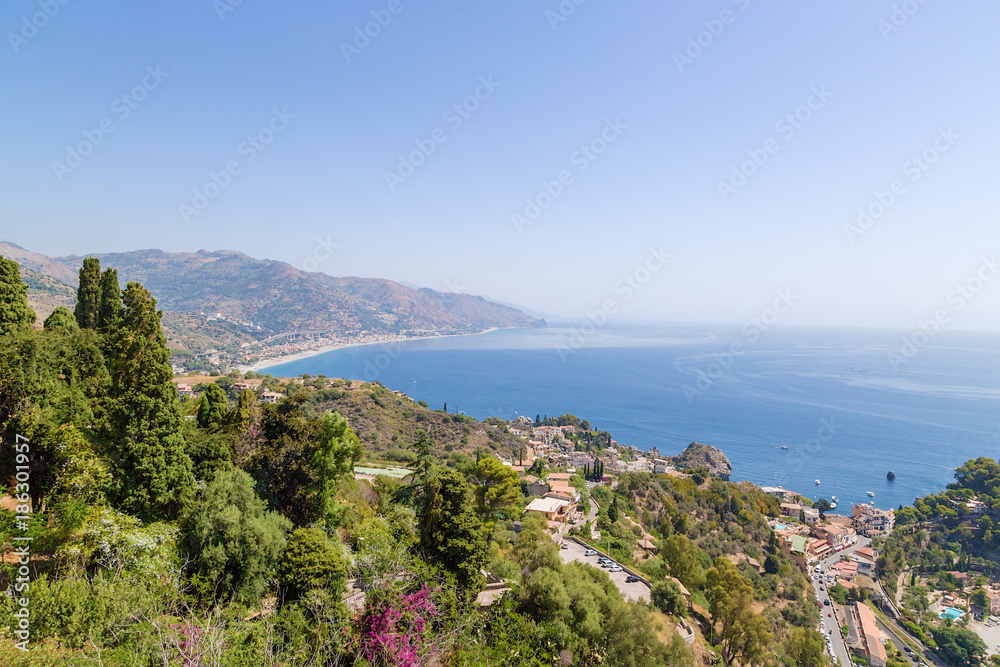 Taormina, Sicily. View of coast of the Ionian Sea