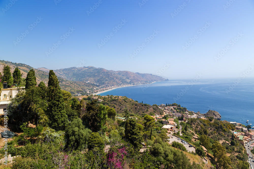 Taormina, Sicily. Picturesque coast of the Ionian Sea