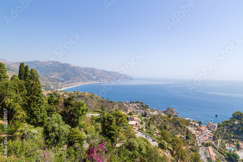 Taormina, Sicily. View of coast of the Ionian Sea
