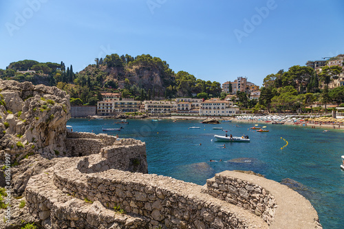 Taormina, Sicily. Scenic view of the Gulf of Mazzaro photo