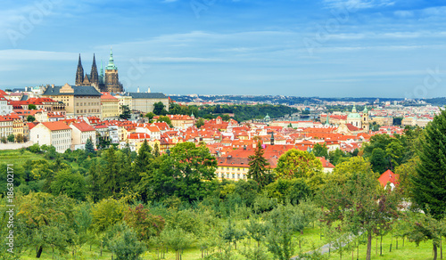 Panorama of Prague historical center Hradcany, Prague, Czech Republic