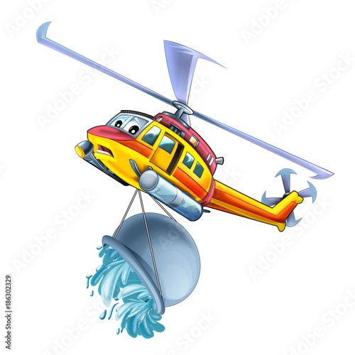 Cartoon funny looking helicopter - illustration for children