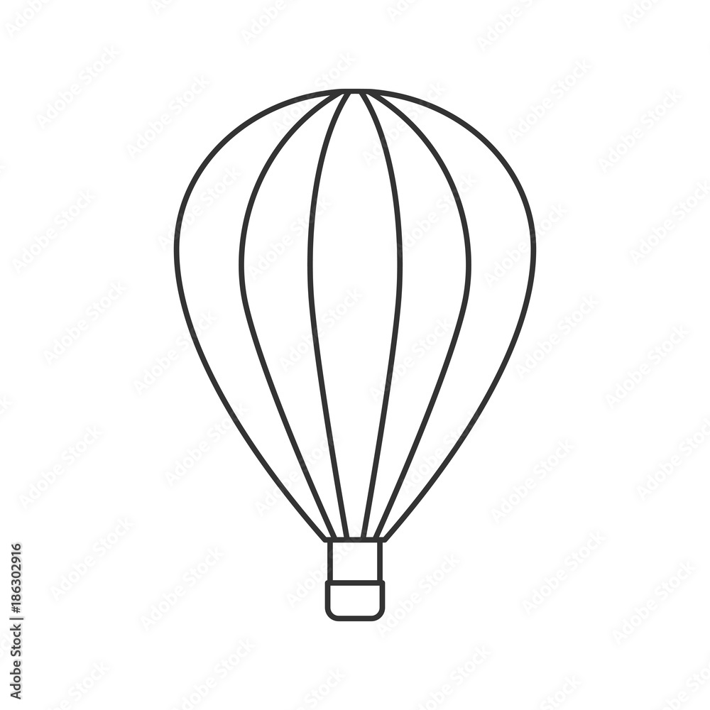 Fototapeta premium Black outline icon of balloon on white background. Line Icon of side view of balloon.