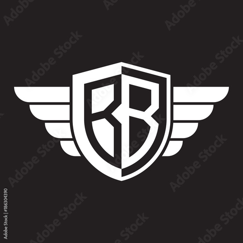 Initial two letter logo shield with wing