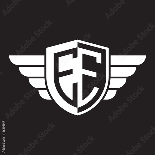 Free Download Initial two letter logo shield with wing - GFXLoad