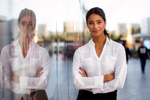 Canvas Print Beautiful classy elegant distinguished businesswoman, ambiguous ethnicity, moder