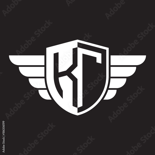 Initial two letter logo shield with wing