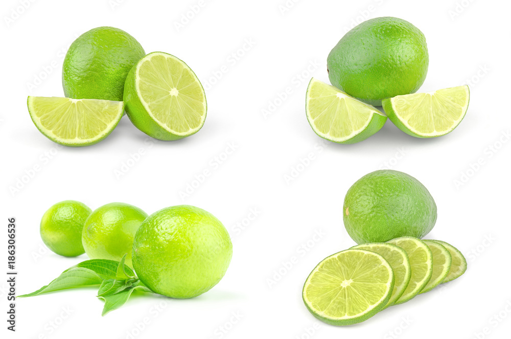 Collage of limes on a background