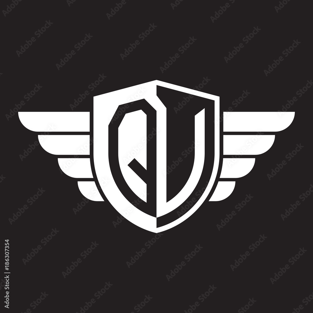 Initial two letter logo shield with wing Initial two letter logo shield with wing
