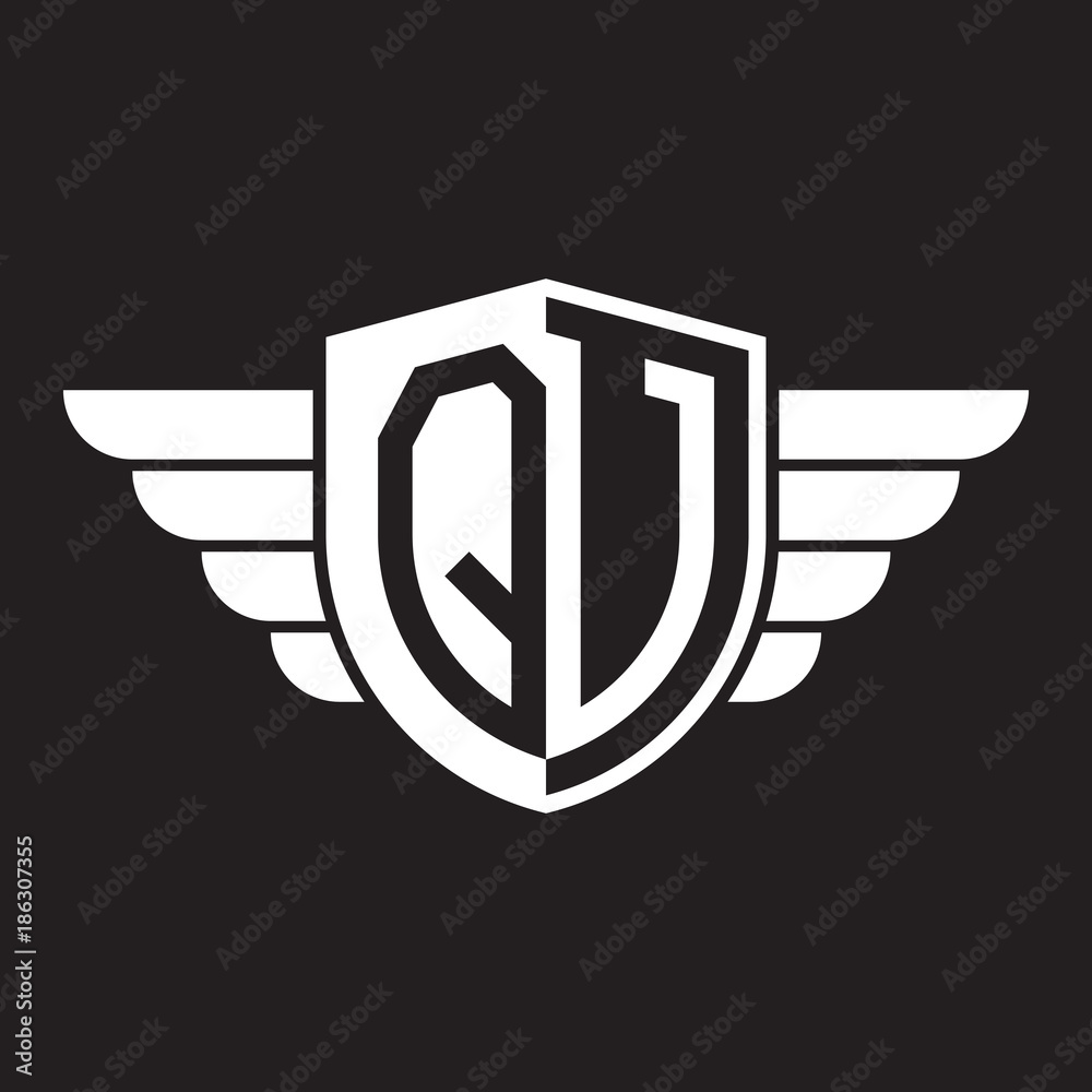 Initial two letter logo shield with wing Initial two letter logo shield with wing