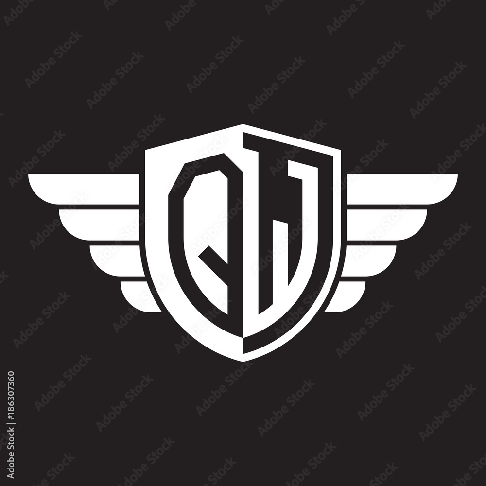 Initial two letter logo shield with wing Initial two letter logo shield with wing