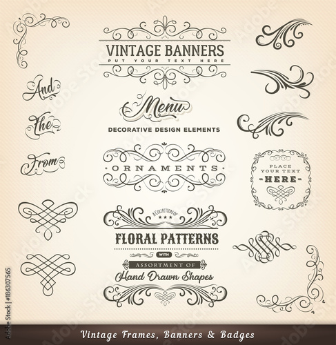 Vintage Calligraphic Design Banners
