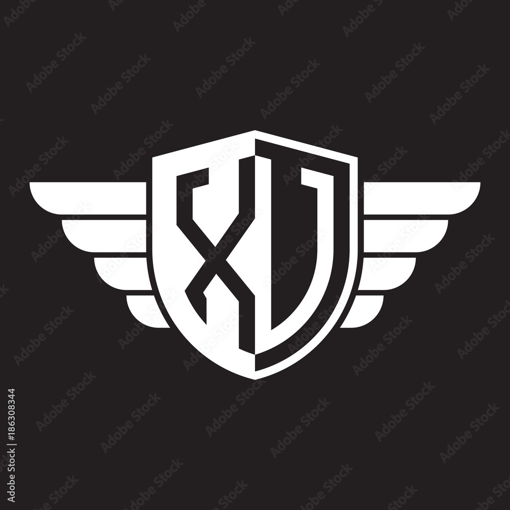 Initial two letter logo shield with wing Initial two letter logo shield with wing