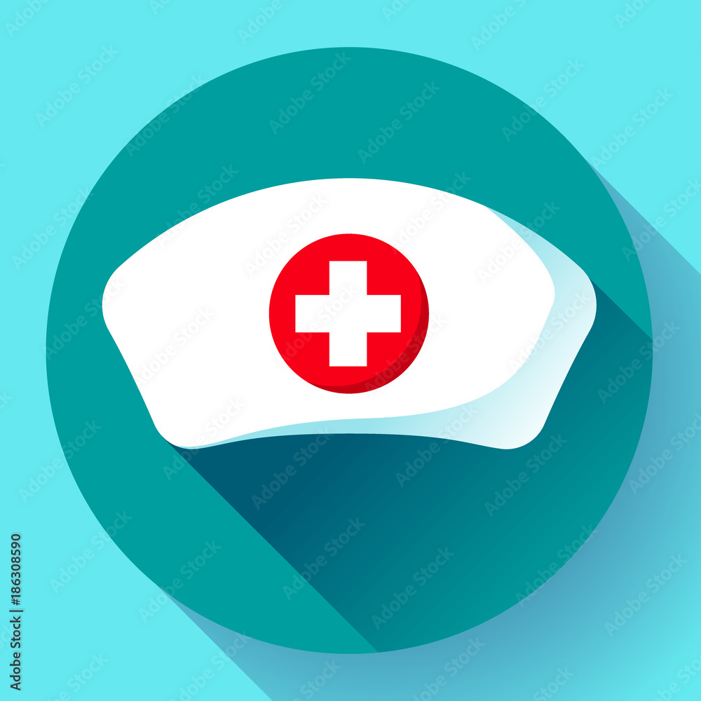 Fototapeta premium Nurse hat icon vector flat nurse icon.