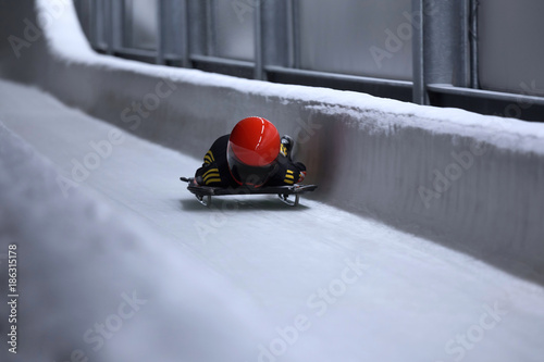 skeleton bob sled in ice channel
