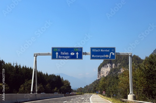 Road Sign in Austria near  Villach City photo