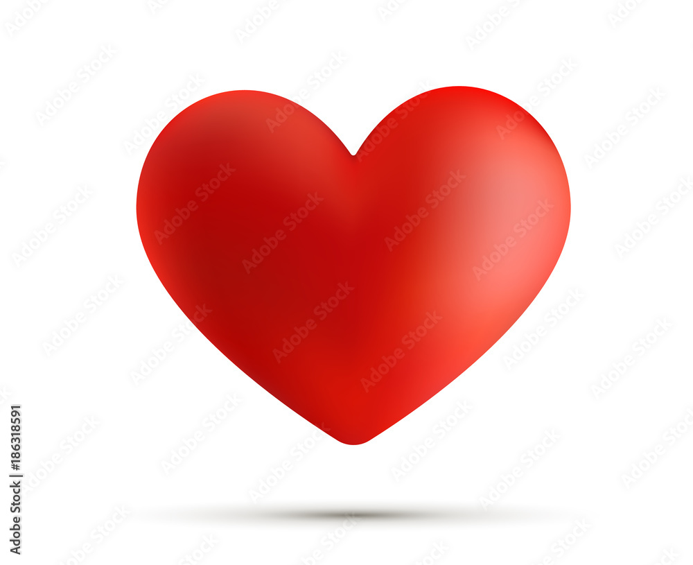 Vector 3D heart isolated on white. Valentine s day heart. Beautiful heart illustration Vector 3D heart isolated on white. Valentine s day heart. Beautiful heart illustration