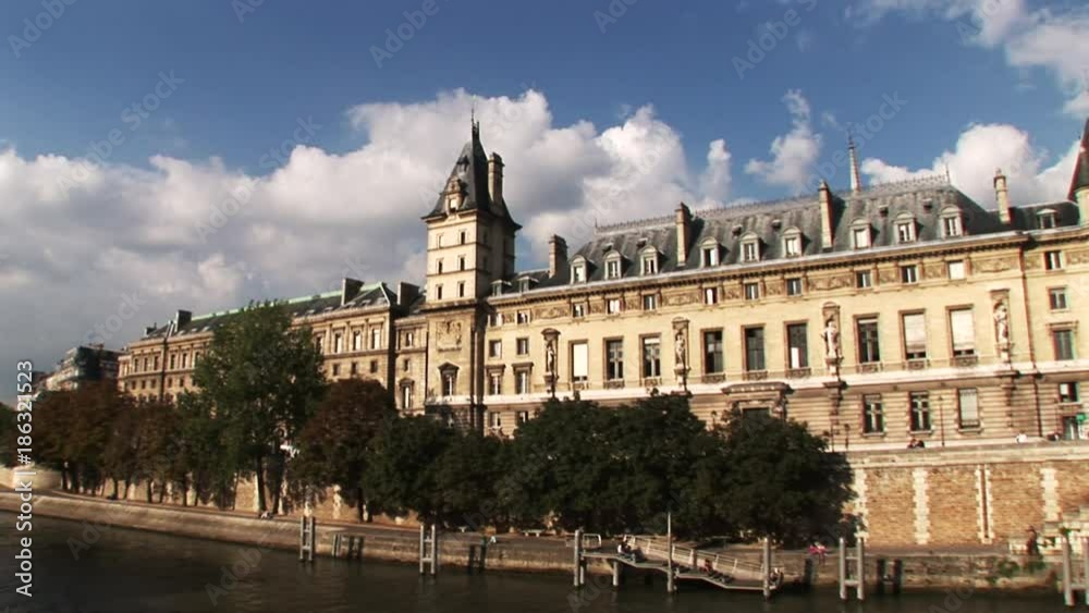 Scenic building over Seine River, Paris Scenic building over Seine River, Paris