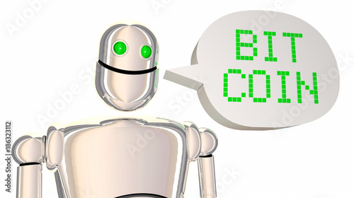 Bitcoin Robot Speech Bubble Cryptocurrency Digital Payment 3d Illustration