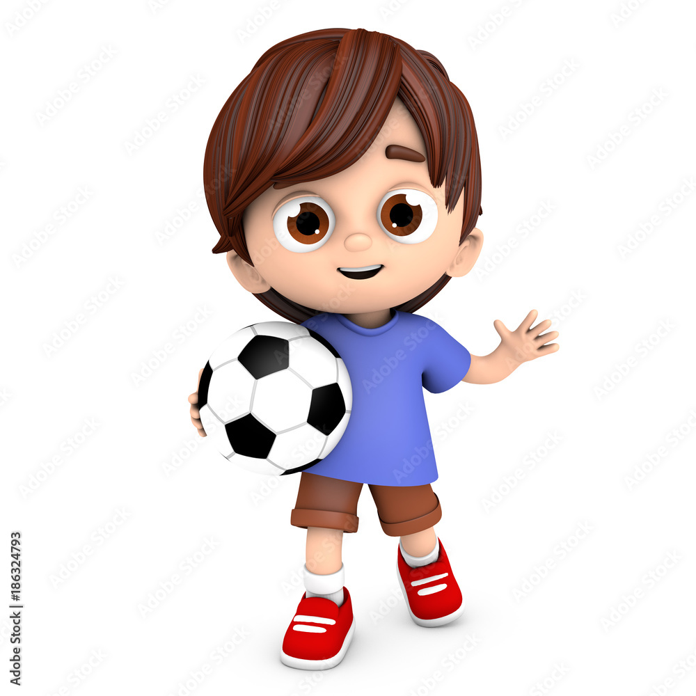 niño con balón de futbol