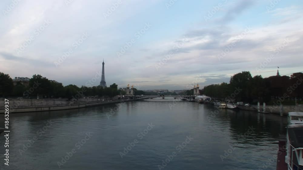 Seine River near Eiffel Tower, wide Seine River near Eiffel Tower, wide