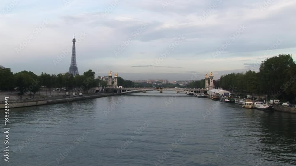 Wide, Eiffel Tower over Seine River Wide, Eiffel Tower over Seine River