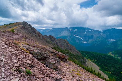 The red colored mountains in Waterron Lakes National Park