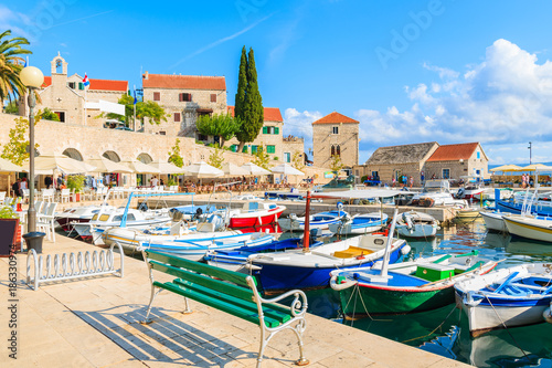View of Bol port with colorful fishing boats  Brac island  Croatia