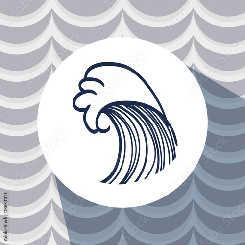 ocean waves inside circle emblem design