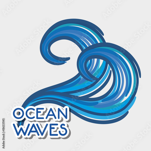 oean waves with cute shapes design
