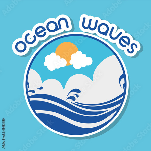 ocean waves with lanscape clouds design