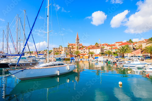 View of Milna port with sailing boats, Brac island, Croatia photo