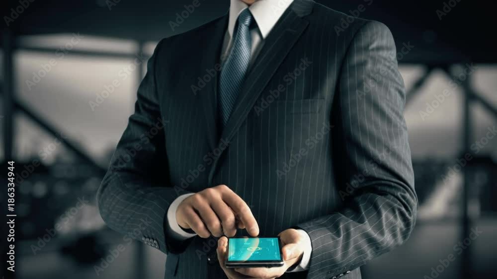 Businessman with Logistik (german) . In english logistics