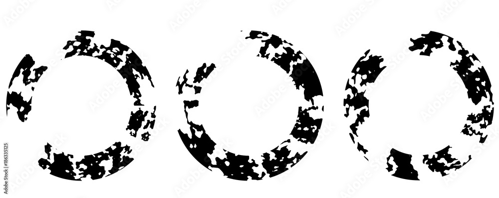 Set of 3 grunge textured abstract round frame. Vector grunge design elements logo . Vector abstract shapes. Retro round frame, frame. Vector eps 10. Set of 3 grunge textured abstract round frame. Vector grunge design elements logo . Vector abstract shapes. Retro round frame, frame. Vector eps 10.