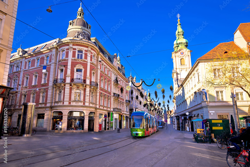 City of Graz Hauptplatz main square advent view