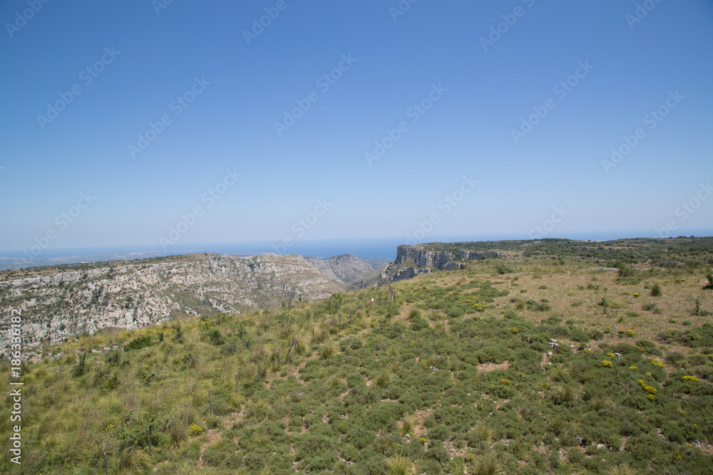 Panorama from right bank, direction the sea, Natural Reserve of Cavagrande del Cassibile 