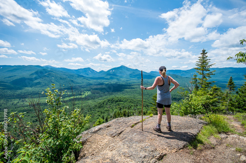 Hiking mount van hoevenberg in the adirondack mountains near Lake Placid NY photo