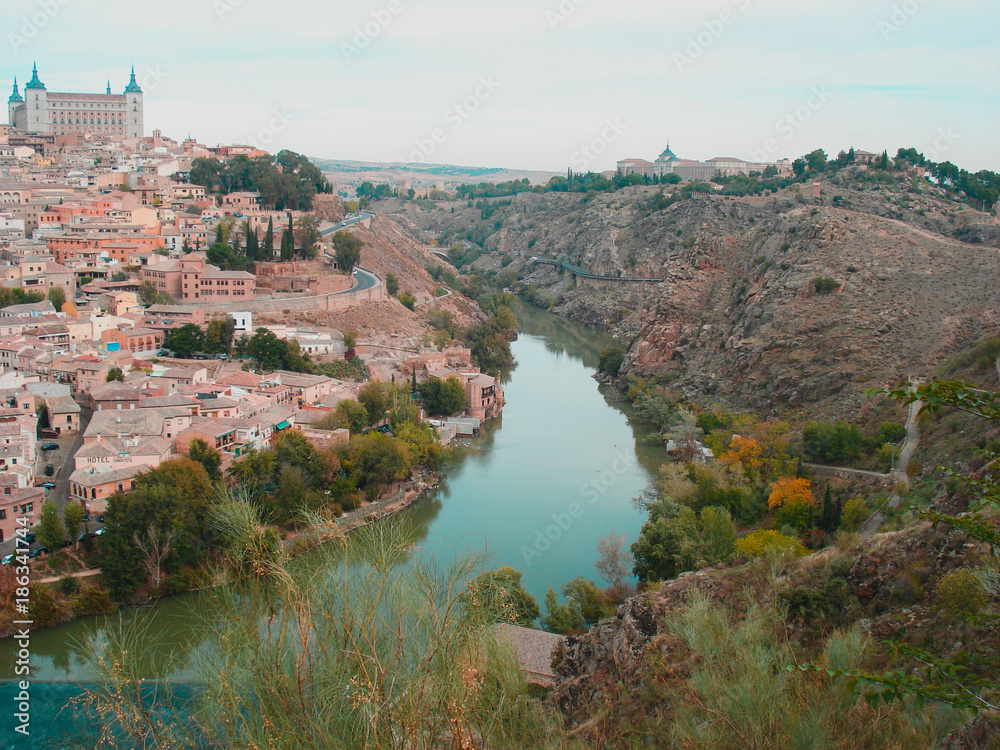 Beautiful panoramic view of the city of Toledo in Spain