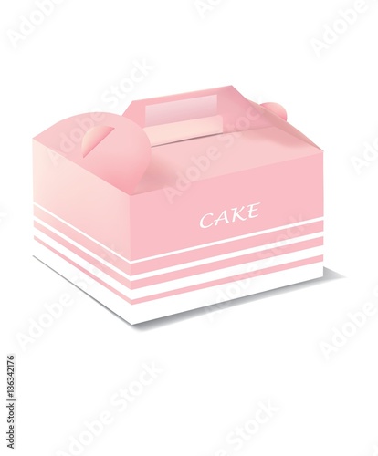 Pink cake carrier packaging with pattern isolated