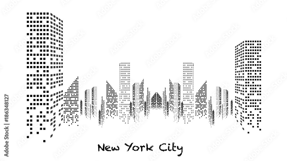 Building blanc et noir éclairé en construction, gratte-ciel, immeuble, lumière, new york, habitation, maison