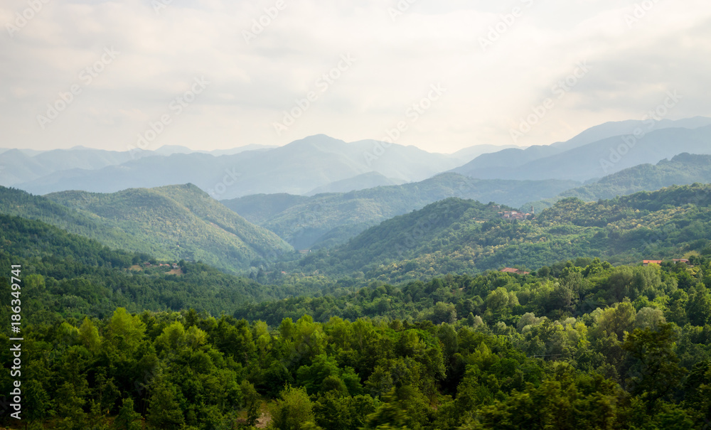 Obraz premium Summer panorama of Apennines mountains, Italy