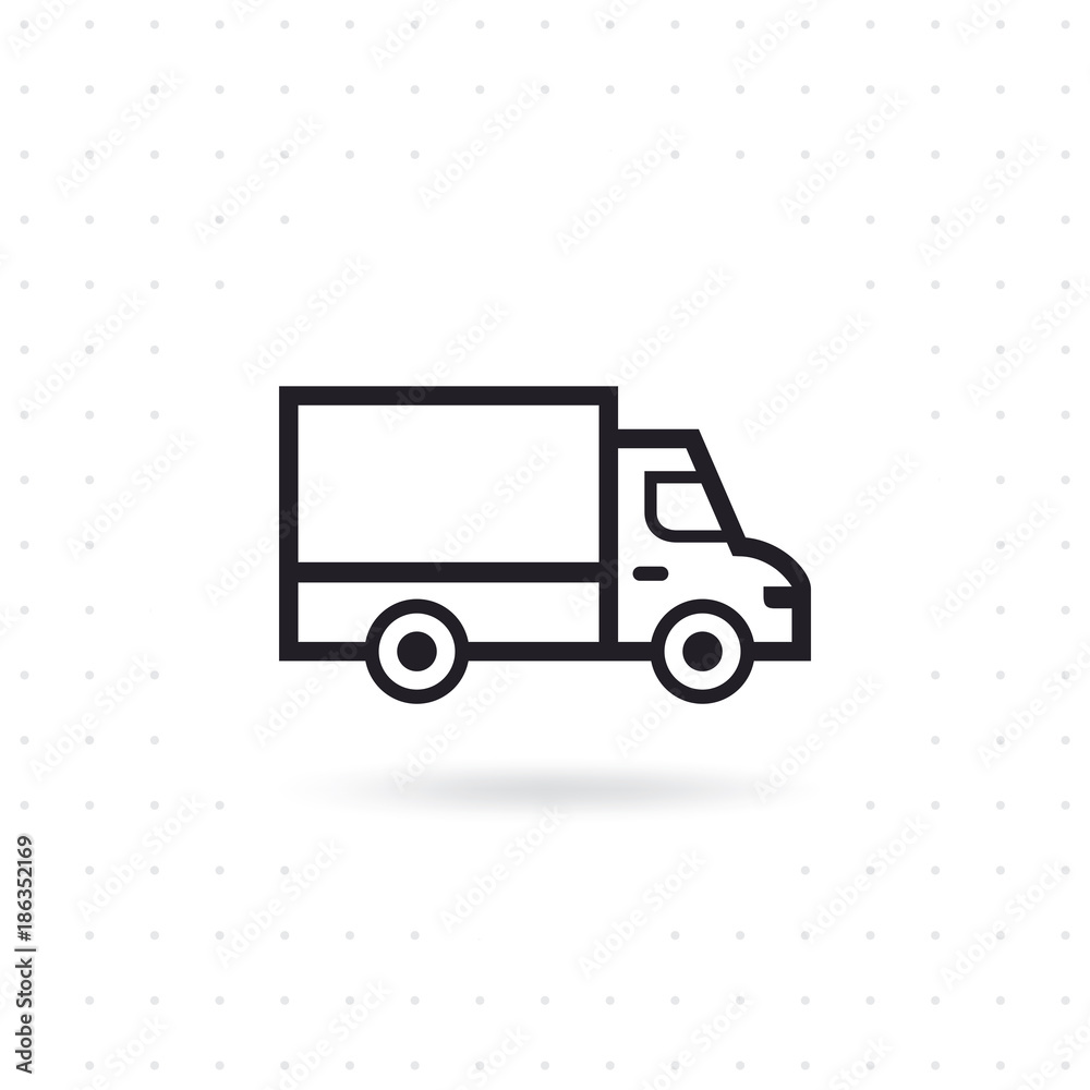 Delivery truck icon. Shipping delivery truck icon for apps and websites. Vector delivery truck icon on white background. Flat line vector illustration Delivery truck icon. Shipping delivery truck icon for apps and websites. Vector delivery truck icon on white background. Flat line vector illustration