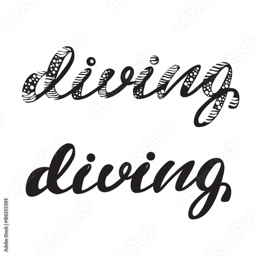 Lettering Diving. Vector illustration.