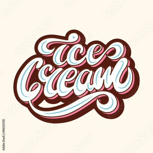 Banner Design with lettering Ice Cream. Vector illustration.