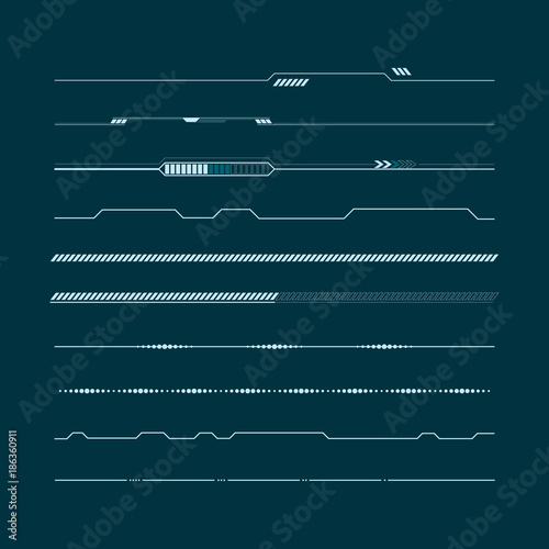 Set of hud lines infographic elements. Head-up display elements for the web and app. Futuristic user interface. Vector illustration