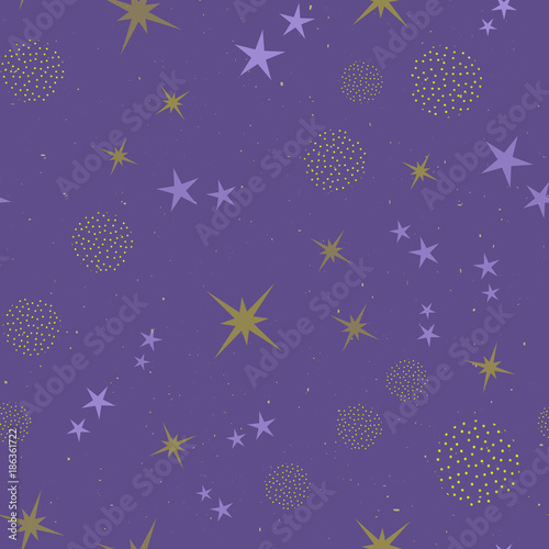 Abstract seamless pattern with stars. Birthday, children or girlish design.